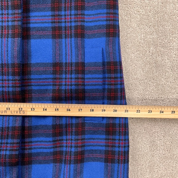 Albert Nipon Coat Women 8 Blue Red Tartan Plaid Long Wool 80s Statement - Picture 10 of 16